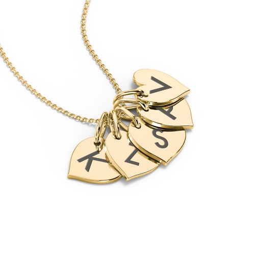 Initial 5 Heart Disc Necklace – 18K Gold Plated Silver