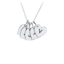 Initial 5 Heart Disc Necklace in 925 Sterling Silver