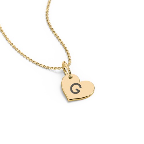 Initial Heart Disc Necklace – 18K Gold Plated Silver