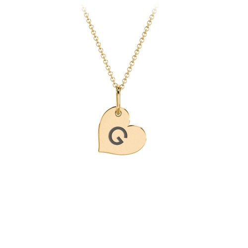 Initial Heart Disc Necklace – 18K Gold Plated Silver