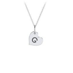 Initial Heart Disc Necklace in 925 Sterling Silver