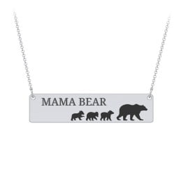 Engravable Mama Bear Bar Necklace with 3 Cubs