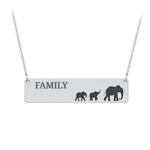 Engravable Mama Elephant Bar Necklace with 2 Calves