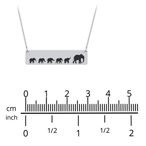 Engravable Mama Elephant Bar Necklace with 3 Calves – Sterling Silver