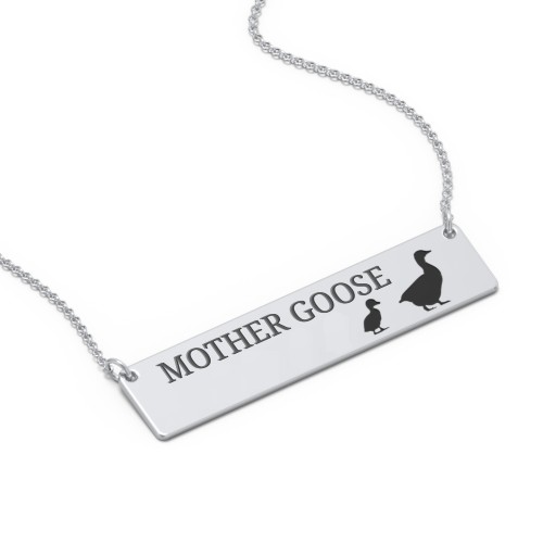 Engravable Mama Goose Bar Necklace with 1 Gosling