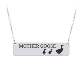 Engravable Mama Goose Bar Necklace with 2 Goslings