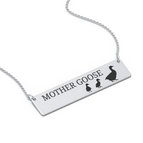 Engravable Mama Goose Bar Necklace with 2 Goslings