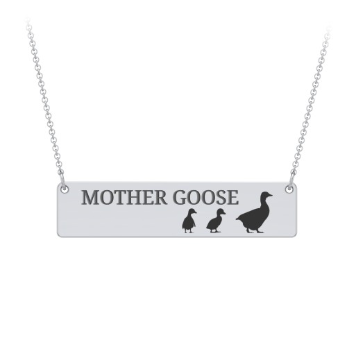 Engravable Mama Goose Bar Necklace with 2 Goslings