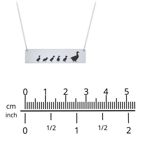 Engravable Mama Goose Bar Necklace with 5 Goslings – Sterling Silver
