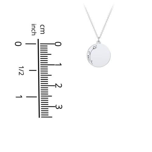 Engravable Floral Small Disc Necklace – Sterling Silver
