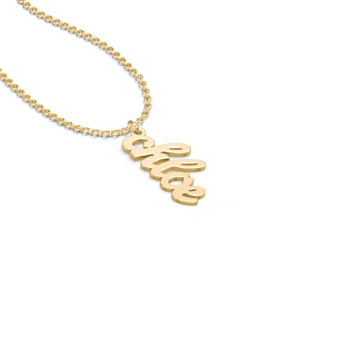 Personalized Vertical 1 Name Necklace in Emeril Font