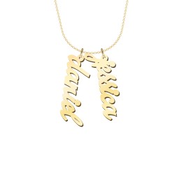 Personalized Vertical 2 Names Necklace in Emeril Font