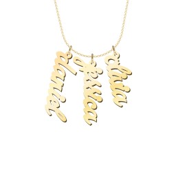 Personalized Vertical 3 Names Necklace in Emeril Font