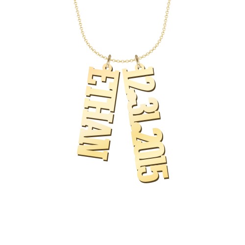 Personalized Varsity Vertical 2 Names Necklace