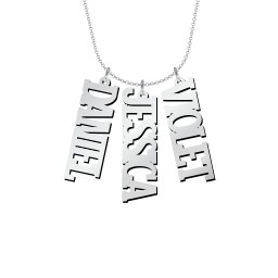 Personalized Varsity Vertical 3 Names Necklace in 925 Sterling Silver