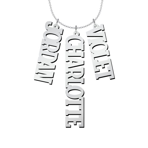 Personalized Varsity Vertical 3 Names Necklace – Sterling Silver
