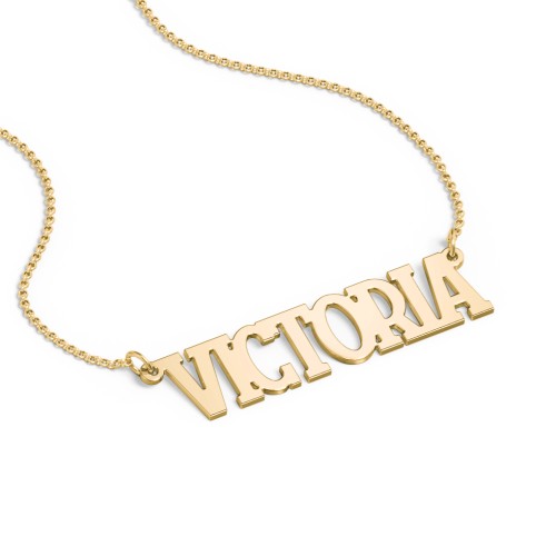 Personalized Varsity Name Necklace – 18K Gold Plated Silver