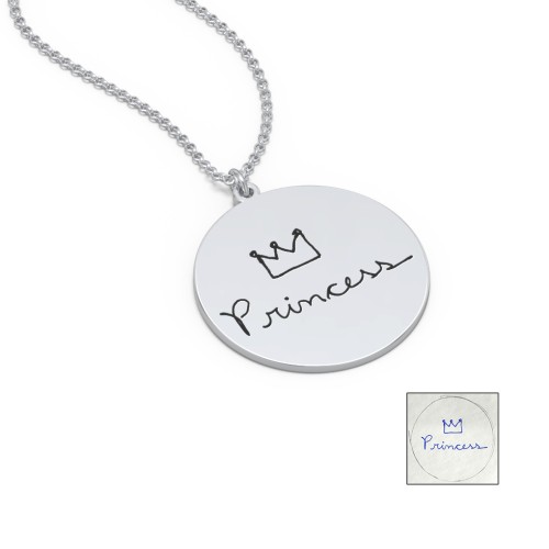 Personalized Handwriting Disc Necklace – Sterling Silver
