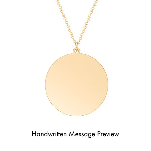 Personalized Handwriting Disc Necklace – 10K Yellow Gold