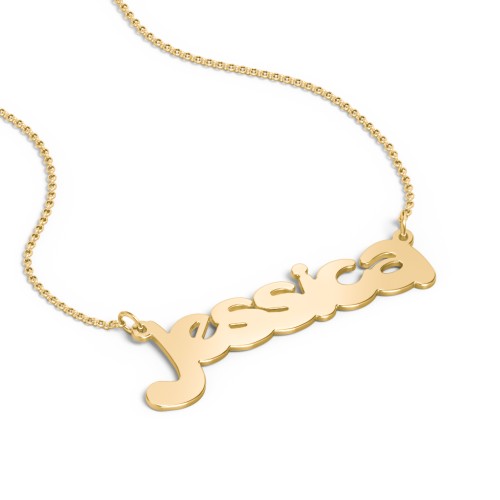 Personalized Bubble Name Necklace – 18K Gold Plated Silver