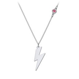Lightning Bolt Charm Necklace with Gemstone