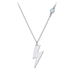 Lightning Bolt Charm Necklace with Gemstone in 925 Sterling Silver with Blue Topaz