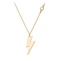 Lightning Bolt Charm Necklace with Gemstone