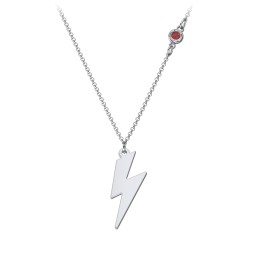 Lightning Bolt Charm Necklace with Gemstone in 925 Sterling Silver with Garnet
