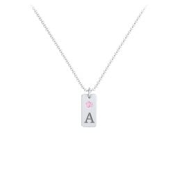 Small Initial Tag Necklace with Birthstone