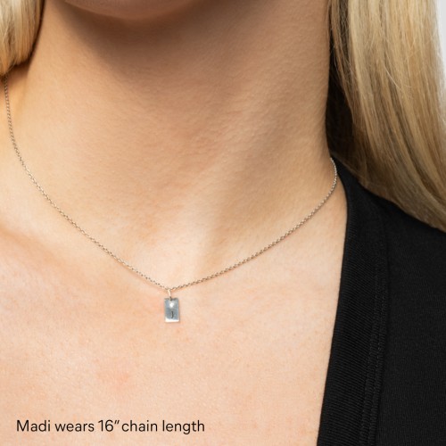 Small Initial Tag Necklace with Birthstone – 18K Gold Plated Silver with Blue Sapphire