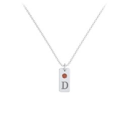 Small Initial Tag Necklace with Birthstone in 925 Sterling Silver with Garnet