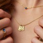 Small Initial 2 Tag Necklace with Birthstone