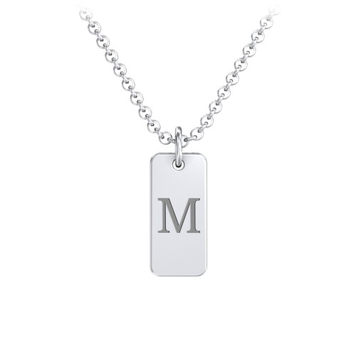 Small Initial Tag Necklace – Sterling Silver