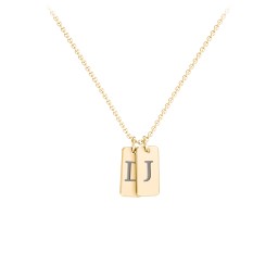 Small Initial 2 Tag Necklace in 18K Gold Plated Silver