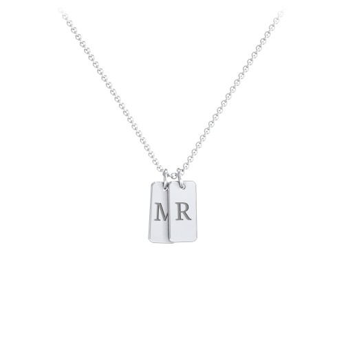 Small Initial 2 Tag Necklace – Sterling Silver