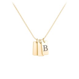 Small Initial 3 Tag Necklace in 18K Gold Plated Silver