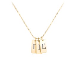 Small Initial 3 Tag Necklace in 18K Gold Plated Silver
