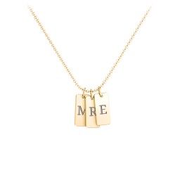 Small Initial 3 Tag Necklace in 18K Gold Plated Silver