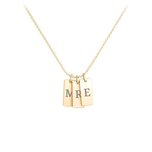 Small Initial 3 Tag Necklace – 18K Gold Plated Silver