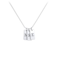 Small Initial 3 Tag Necklace – Sterling Silver
