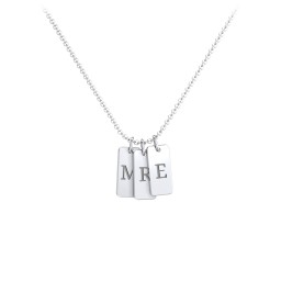 Small Initial 3 Tag Necklace in 925 Sterling Silver