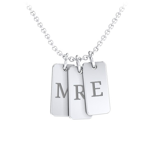 Small Initial 3 Tag Necklace – Sterling Silver