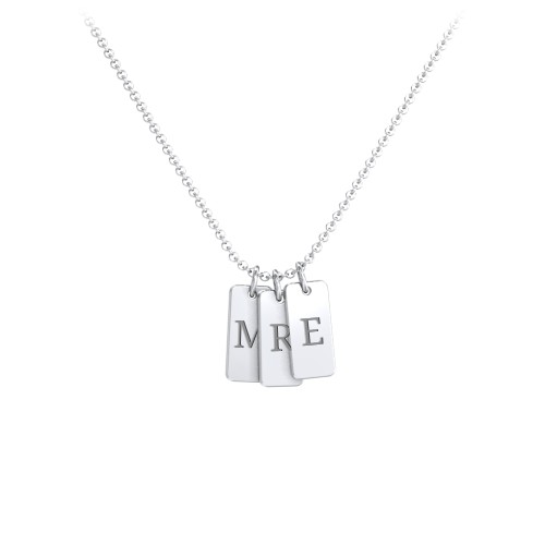 Small Initial 3 Tag Necklace – Sterling Silver