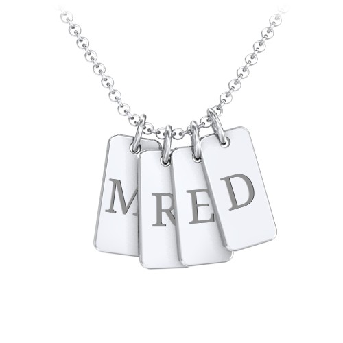 Small Initial 4 Tag Necklace – Sterling Silver