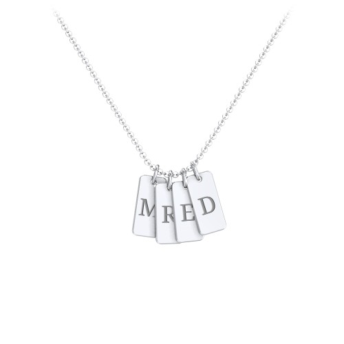 Small Initial 4 Tag Necklace – Sterling Silver