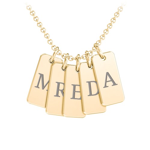 Small Initial 5 Tag Necklace – 18K Gold Plated Silver