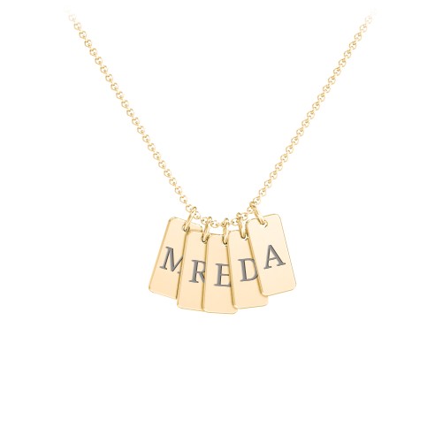 Small Initial 5 Tag Necklace – 18K Gold Plated Silver