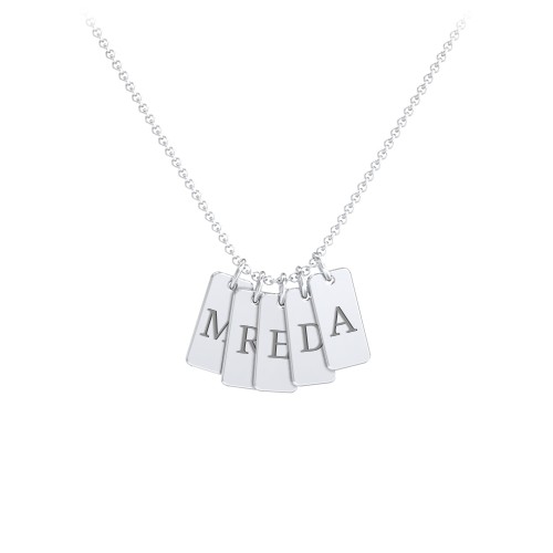 Small Initial 5 Tag Necklace – Sterling Silver
