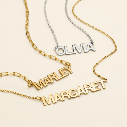 Personalized Name Necklace – 18K Gold Plated Silver