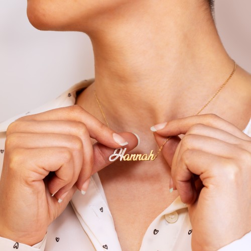 Personalized Name Necklace with Pavé Initial – 18K Gold Plated Silver